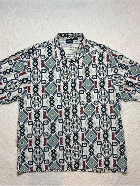 Vintage 90’s Bon Homme Geometric Aztec Southwestern Pattern Button Down Men’s L